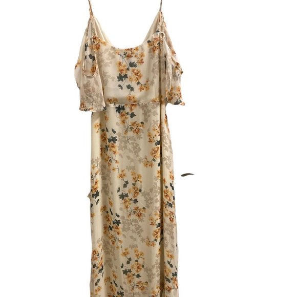 LULU'S *NWT* Maxi Dress Shadow Bloom Cream Floral Print Ruffle Size Medi… - Picture 3 of 5